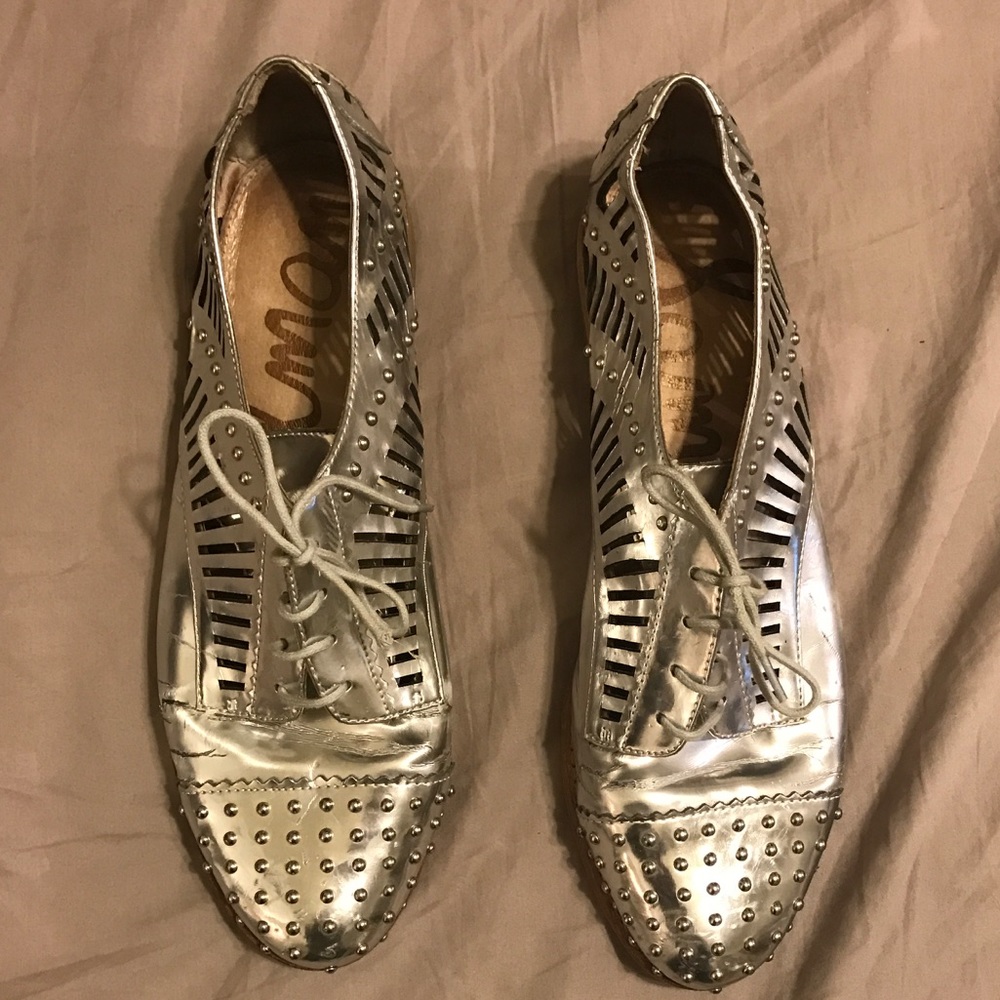 So Unique! Silver Studded Sam Edelman Loafers!
